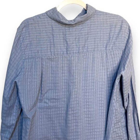 Cherokee Button Up Shirt Women's Large Blue Linen Blend Pocket Minimalist Work - Picture 4 of 11